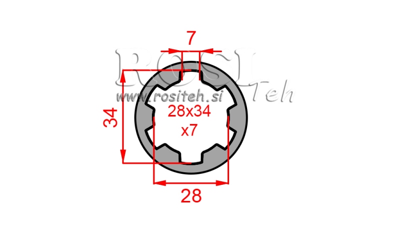 KARDANSKI ADAPTER ČAHURA 28x34x7 (6 ZUBA) (60 mm)