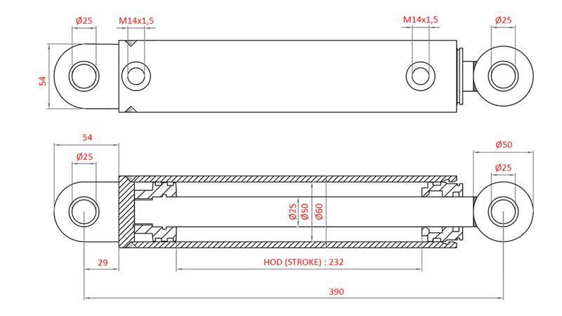 HYDRAULIC STEERING CYLINDER FIAT-NEW HOLLAND OEM-5189887, 5165140, 5190908