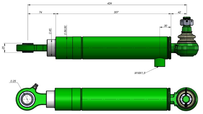 HYDRAULIC STEERING CYLINDER JOHN DEERE
