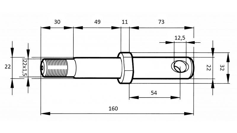 MOUNTING WEDGE fi22mm EXTENDED WITH THREAD M 22x1.5