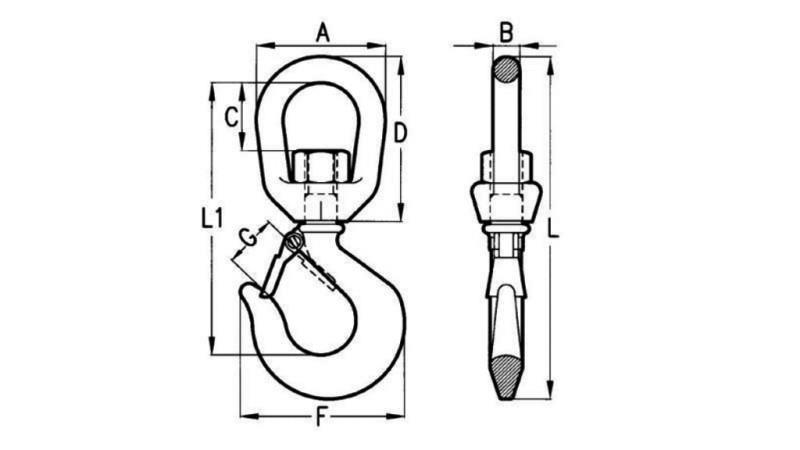 SWIVEL HOOK WITH EYE 2000 kg