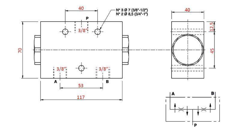 HIDRAULIČKI DISTRIBUCIJSKI VENTIL PROTOK V1023 DFL 10-20 lit - 3/8 - 250 bar (maks.300 bar) METAL