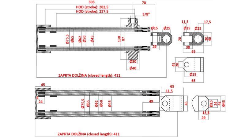 ΤΗΛΕΣΚΟΠΙΚΟΣ ΚΥΛΙΝΔΡΟΣ TECHNOSTROJ διαδρομή 520mm
