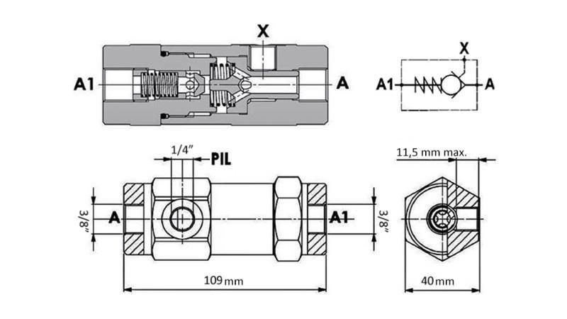 VALVE BLOCK VBPDE 3/8 SD SINGLE ACTING WITH PILOT