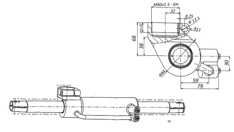 HYDRAULIC STEERING CYLINDER MASSEY FERGUSON OEM-6202491M91