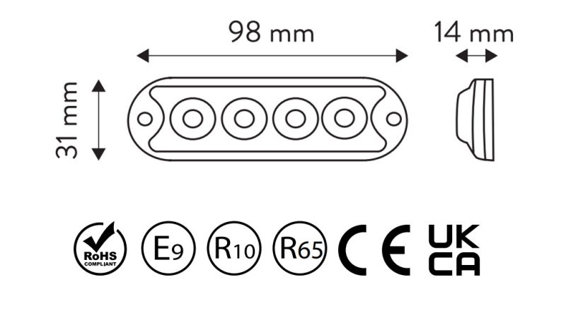 LUCE STROBOSCOPICA A LED 12/24V
