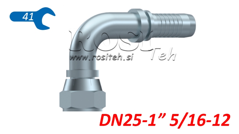POŁĄCZENIE HYDRAULICZNE DKJ JIC74° ŻEŃSKI ŁUK 90° DN25-1 5/16-12