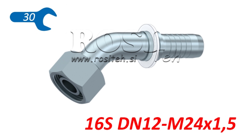 HYDRAULICZNE POŁĄCZENIE DKOS 16 Z ŻEŃSKIM ŁĄCZNIKIEM KĄTOWYM 45 DN12-M24X1,5
