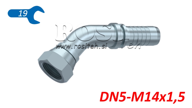 HYDRAULICZNE POŁĄCZENIE BSP ŻEŃSKIE ŁUK 45° DN5-M14X1,5