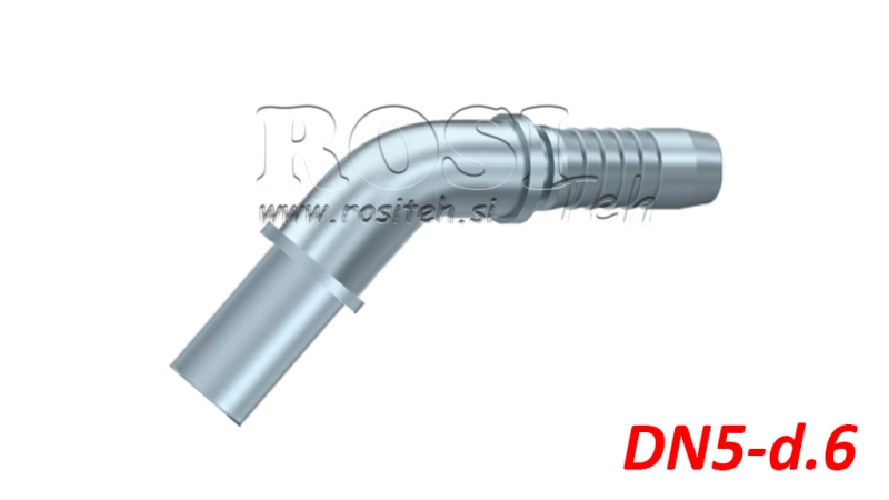 GOMITO DI TRANSIZIONE PER TUBO IDRAULICO 45° DN5-d.6