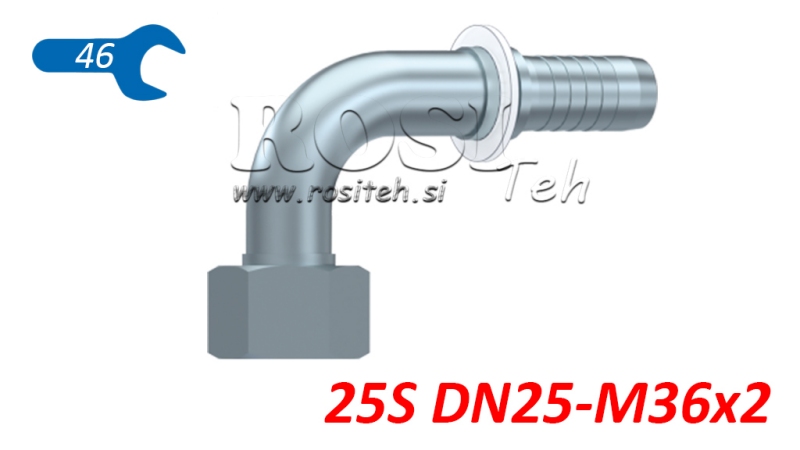 ZŁĄCZE HYDRAULICZNE DKOS 25 Z KĄTOWYM ZŁĄCZENIEM ŻEŃSKIM 90 DN25-M36X2