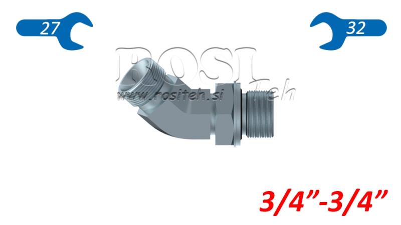 KNIE 45°MÄNNLICH-MÄNNLICH - ANPASSEND 3/4-3/4