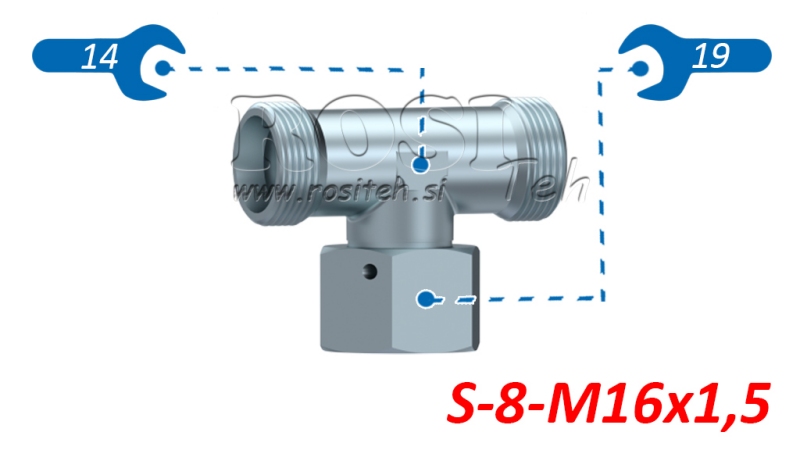 HIDRAVLIČNI T KOM S-8 Z VRTLJIVO MATICO CENTRALNO M16x1,5