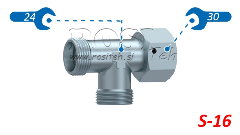 HYDRAULISCHES T-STÜCK S-16 MIT SEITLICHER SCHWENKMUTTER M24X1,5