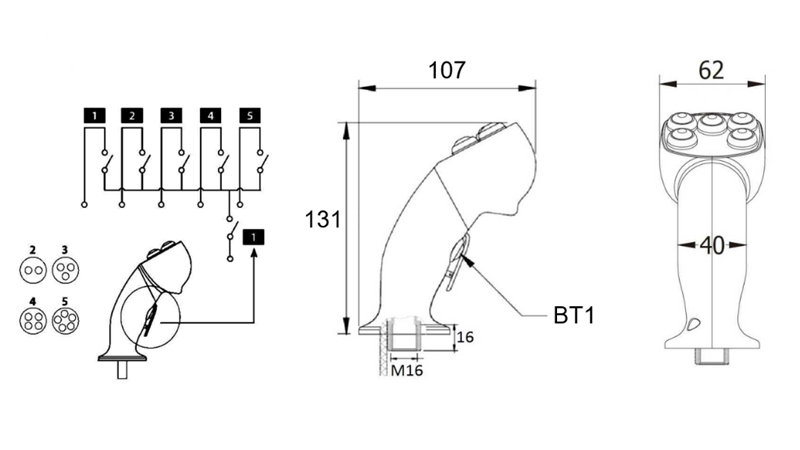 FERNSTEUERUNG HEBEL ROSI- JOYSTICK - 2 TASTEN + ZUSATZTASTE