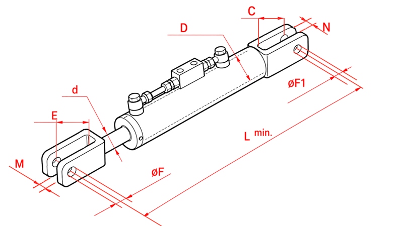 HYDRAULIC SIDE LINK - CASE-IH 90/40MIN.570 TYPE (1) Φ 26/25
