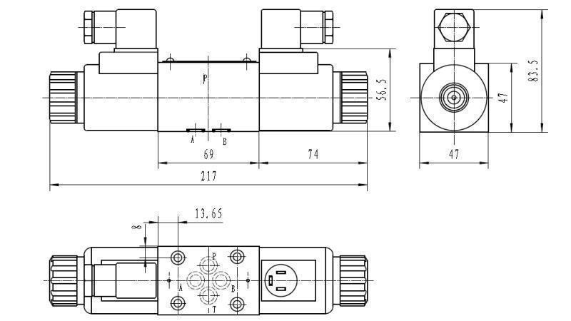 HIDRAULIČNI ELEKTROMAGNETNI VENTIL CETOP 3 12/24/230V N1-DIMENZIJE