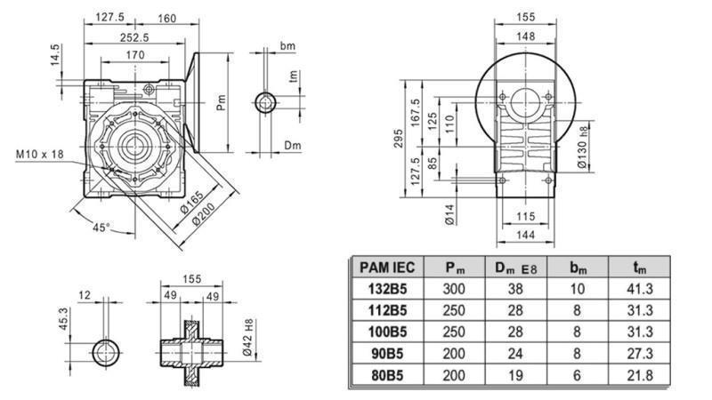 PMRV-110 ΜΕΙΩΤΗΣ ΓΙΑ ΗΛΕΚΤΡΙΚΟ ΜΟΤΕΡ MS132 (5.5-7.5kW) ΑΝΑΛΟΓΙΑ 7.5:1