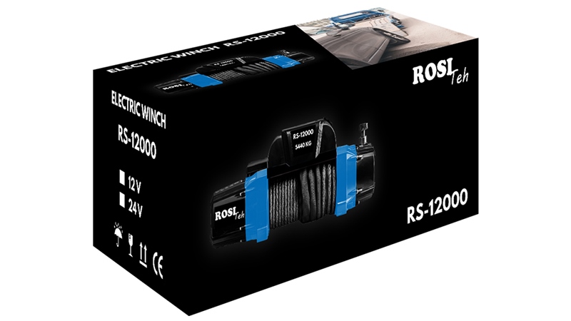 12 V ELEKTRISK VINSJ RS-12000 - 5440 kg - SYNTETISK TAU - ECO