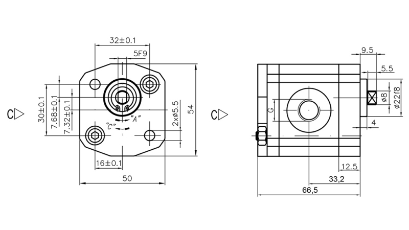 HYDRAULISCHE POMP 00C1.5X033 GR.0 - 1,5cc - RECHTS