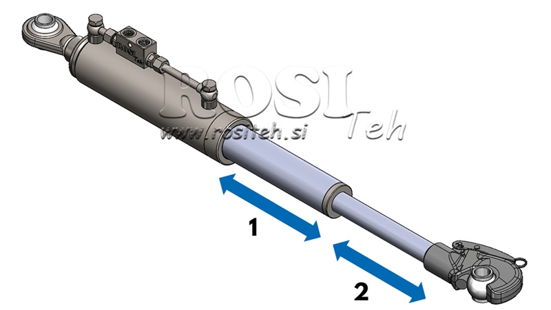 TELESKOPISK HYDRAULISK TOPPSTAG MED FANGHAKE OG KULELEDD AUTOMATIC - CAT. 2 (45-95 HP) - 480-697 mm (25,4 mm)