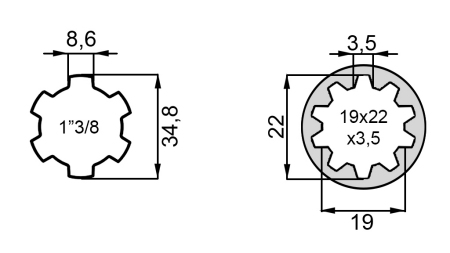 P.T.O. ADAPTER 13/8 19x22x3.5 10 tänder