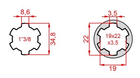 KARDÁN (TLT) ADAPTER 13/8 19x22x3,5 10 FOG