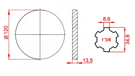 P.T.O. ADAPTER WITH FLANGE 1 3/8