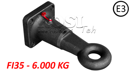 ROTATING TOWING HOOK Φ35 IN HOUSING 6.000/1.500KG (E3 CERTIFICATE)