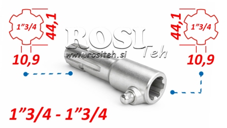 KARDAN ADAPTER MET PEN VAN 1-3/4 NAAR 1-3/4 (165 mm)