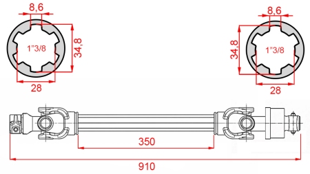 ECO KARDANSKA OSOVINA 910mm 30-75KS S PREKLOPNOM SPOJKOM