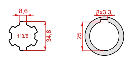 ATTACCAMENTO CARDANICO 1”3/8 - BUCO fi25mm