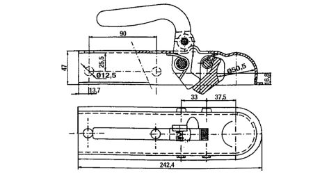 VUČNA KUKA ZA AUTO PRIKOLICU KVADRAT 50