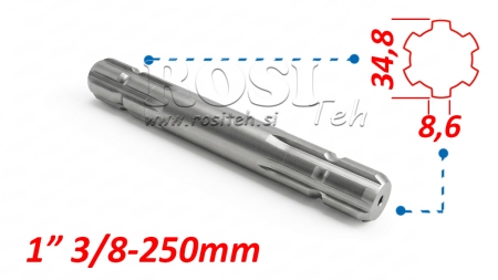 P.T.O. ADAPTER 13/8 BEGGE SIDER L=250