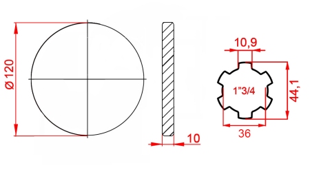 KARDĀNA ADAPTERIS AR ATLĒGU 1-3/4 (120 mm)