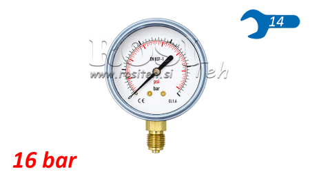 MANOMETAR DN63 VERTICAL 0 - 16 BAR - 1/4