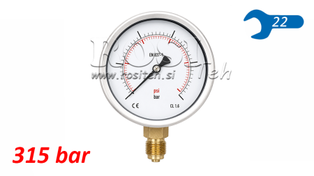 MANOMETAR DN100 VERTICAL 0 - 315 BAR - 1/2