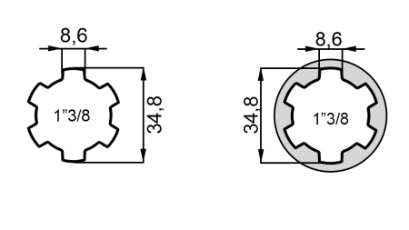 P.T.O. ADAPTER 13/8 til 13/8