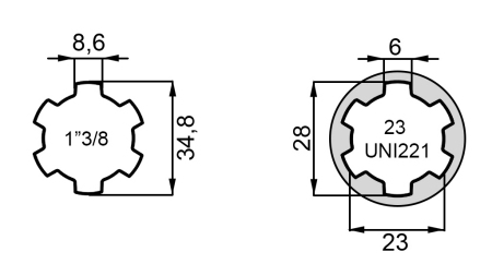 P.T.O. ADAPTÉR 1''3/8 -23 uni 221