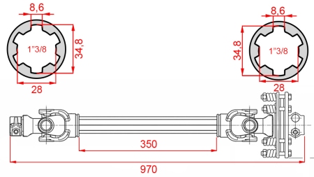 ECO GELENKWELLE 970mm 70-110PS MIT REIBKUPPLUNG