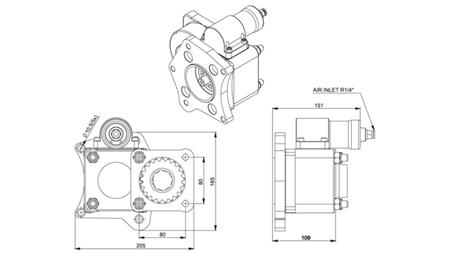 Dimensions OUTPUT FOR HYDRAULIC PUMP - MERCEDES 352-2