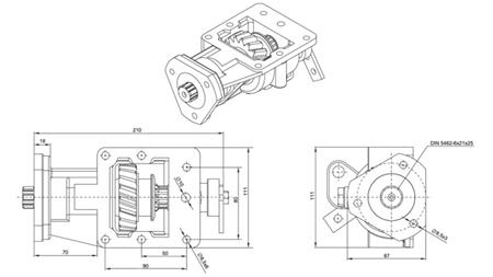 Dimensionen AUSGANG FÜR HYDRAULIKPUMPE - IVECO 2826