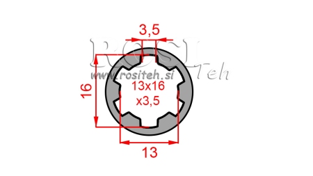 KARDANSKI ADAPTER ČAHURA 13x16x3,5 (6 ZUBA) (40 mm)