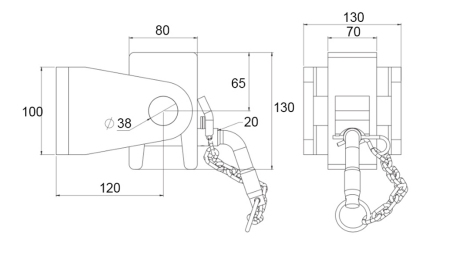 SUPORTE CAÇAMBA BASCULANTE 80x100 - TIPO FORQUILHA - ECO