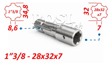 KARDANSKI ADAPTER OD 28x32x7 (6 ZUBA) NA 1-3/8 (145 mm)