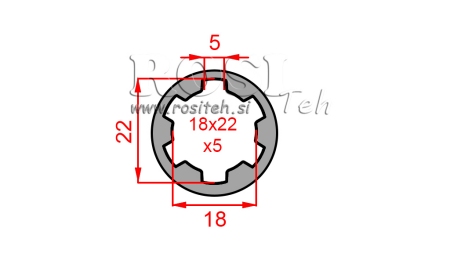 KARDANSKI ADAPTER ČAHURA 18x22x5 (6 ZUBA) (50 mm)