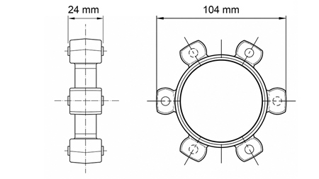 ZVJEZDASTA SPOJKA ZA GUMENI UMETAK ND43-ND44 (104mm)