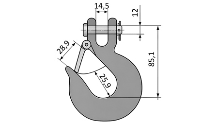 HAKEN MIT SICHERHEITSKLAPPE - 3/8