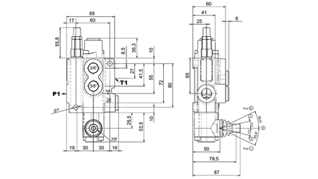 MANUELL HYDRAULISCHES VENTIL MONOBLOCK 1xZ50
