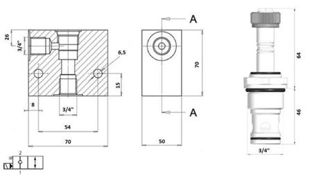 VALVOLA 2-STRADA 3/4 (NC) 12V - 150L - diagramma